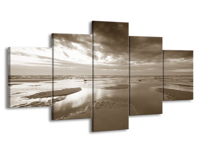 Glasschilderij Zee | Sepia | 150x80cm 5Luik