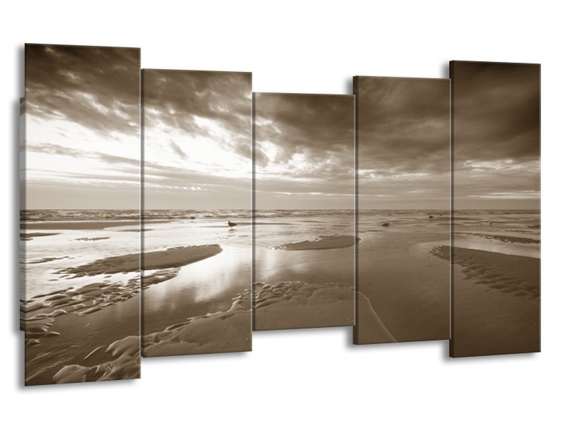 Glasschilderij Zee | Sepia | 150x80cm 5Luik