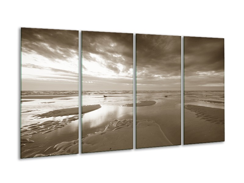 Glasschilderij Zee | Sepia | 160x80cm 4Luik