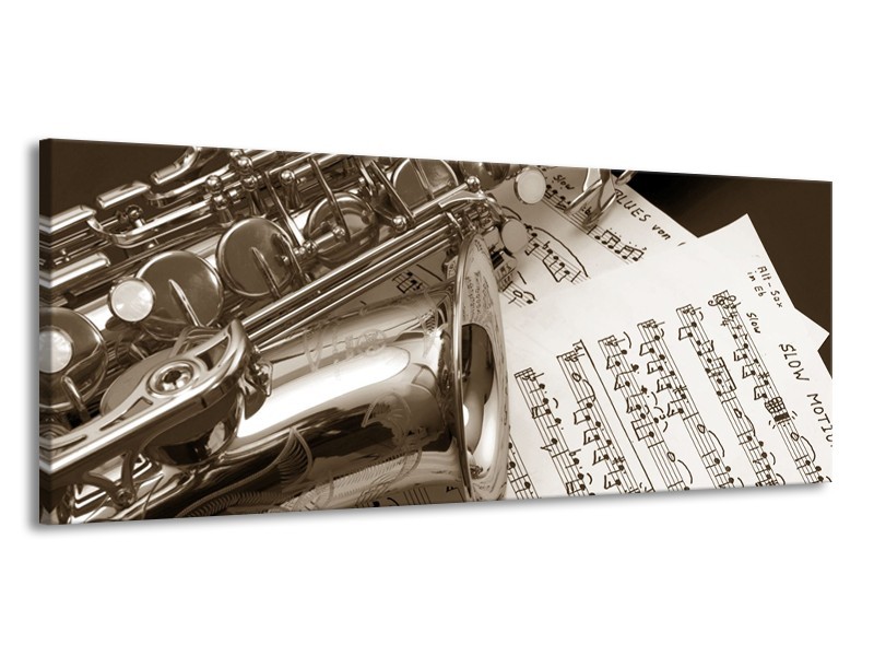 Glasschilderij Muziek | Sepia | 145x58cm 1Luik