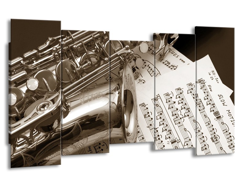 Glasschilderij Muziek | Sepia | 150x80cm 5Luik