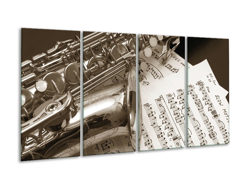 Glasschilderij Muziek | Sepia | 160x80cm 4Luik