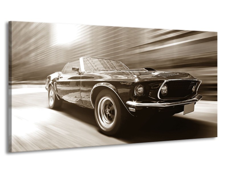 Canvas Schilderij Auto, Mustang | Sepia | 170x90cm 1Luik