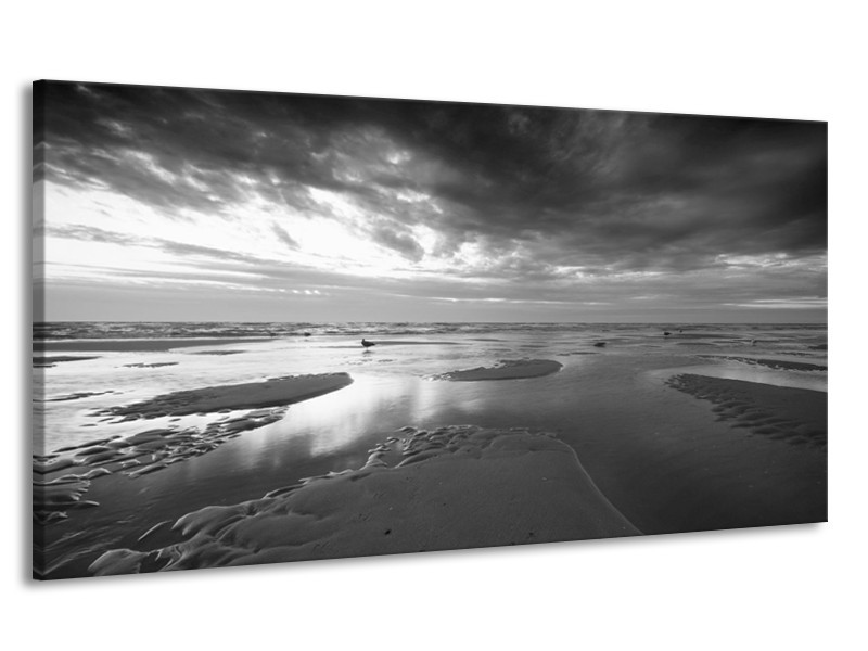Canvas Schilderij Zee | Grijs, Zwart, Wit | 170x90cm 1Luik