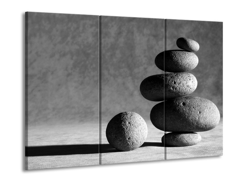 Glasschilderij Stenen | Grijs, Zwart | 60x90cm 3Luik