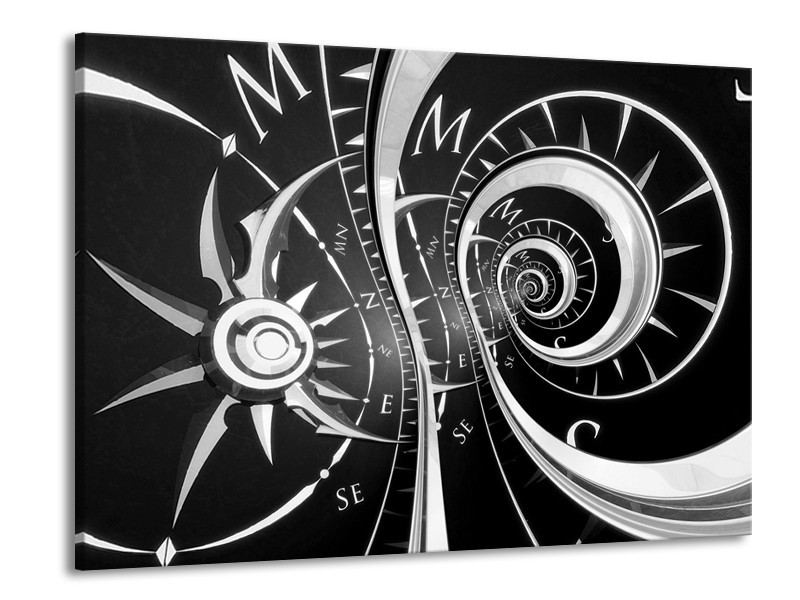 Glasschilderij Abstract | Zwart, Wit, Grijs | 100x70cm 1Luik