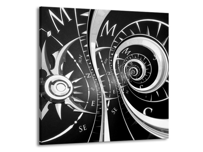 Canvas Schilderij Abstract | Zwart, Wit, Grijs | 50x50cm 1Luik