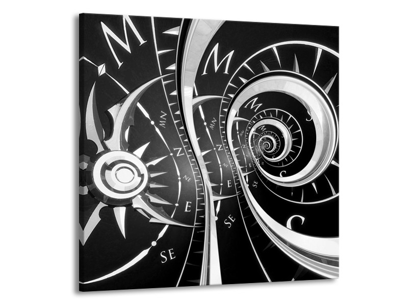 Canvas Schilderij Abstract | Zwart, Wit, Grijs | 70x70cm 1Luik