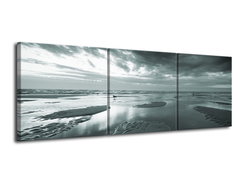 Glasschilderij Zee | Grijs, Groen | 120x40cm 3Luik