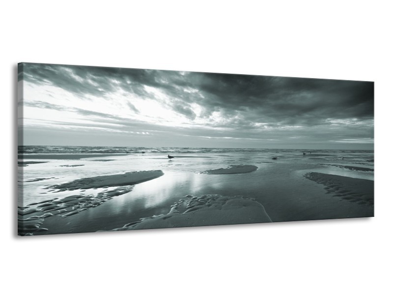 Canvas Schilderij Zee | Grijs, Groen | 145x58cm 1Luik