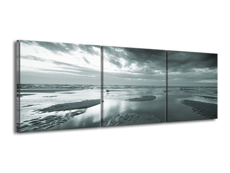 Glasschilderij Zee | Grijs, Groen | 150x50cm 3Luik