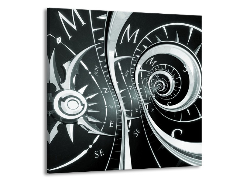 Glasschilderij Abstract | Zwart, Grijs, Groen | 50x50cm 1Luik