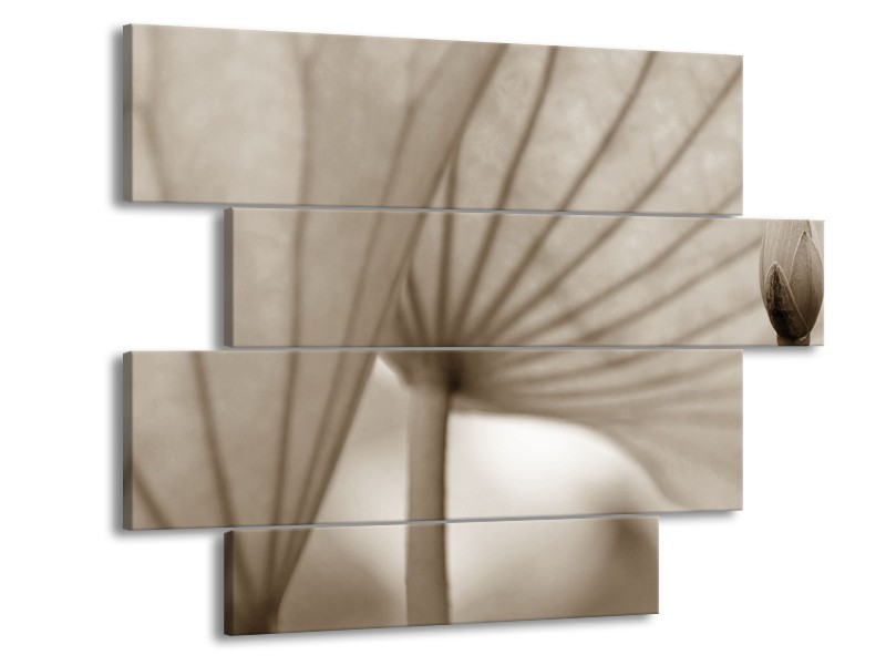 Canvas Schilderij Bloem | Sepia | 115x85cm 4Luik