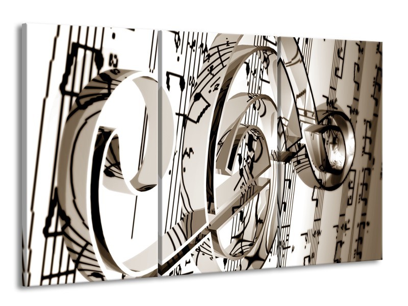 Canvas Schilderij Muziek | Sepia | 165x100cm 3Luik