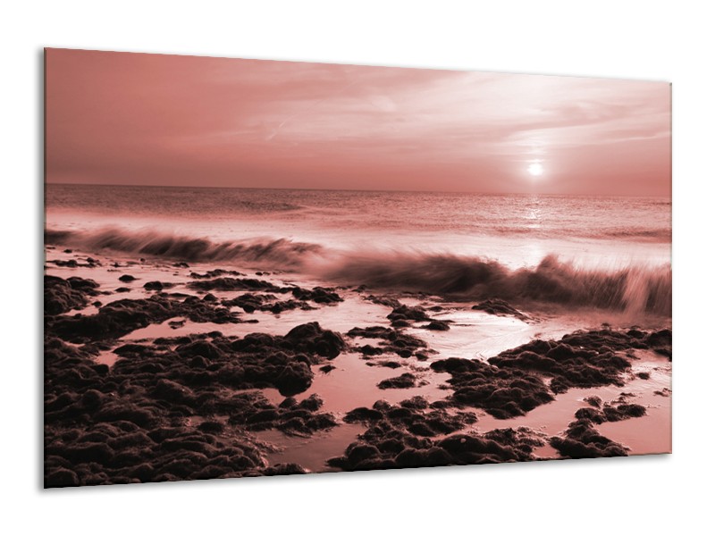 Glasschilderij Zee, Strand | Bruin, Rood | 120x70cm 1Luik