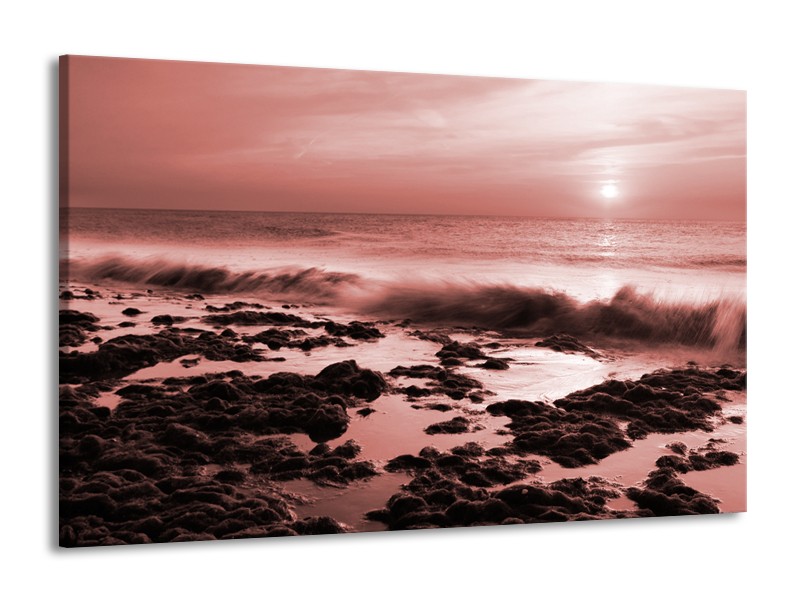 Glasschilderij Zee, Strand | Bruin, Rood | 140x90cm 1Luik