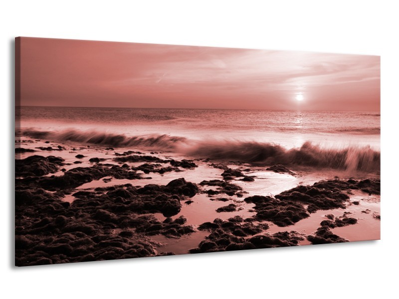 Canvas Schilderij Zee, Strand | Bruin, Rood | 170x90cm 1Luik