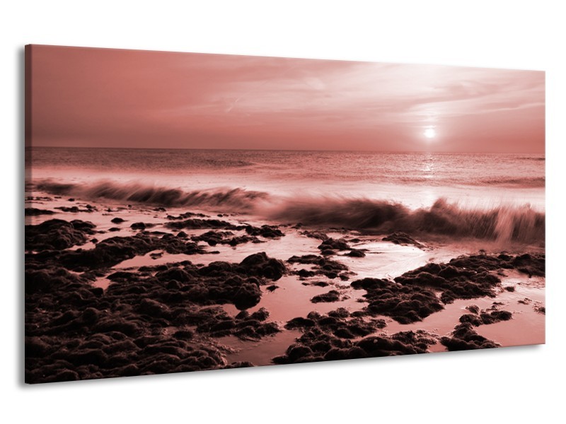 Canvas Schilderij Zee, Strand | Bruin, Rood | 190x100cm 1Luik