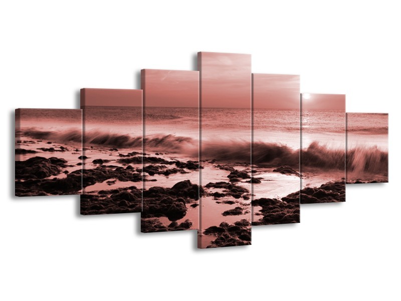 Glasschilderij Zee, Strand | Bruin, Rood | 210x100cm 7Luik