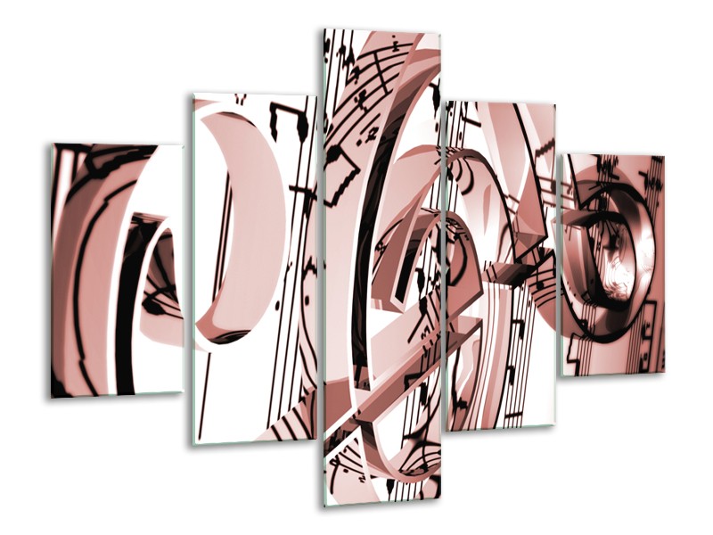 Glasschilderij Muziek | Bruin, Rood | 100x70cm 5Luik