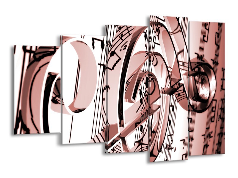 Canvas Schilderij Muziek | Bruin, Rood | 150x100cm 5Luik