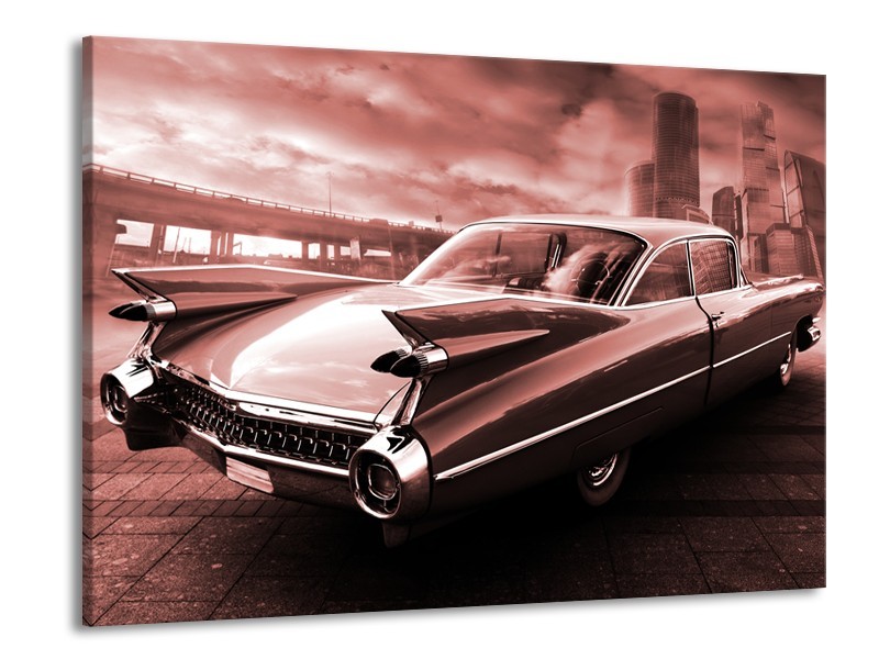 Canvas Schilderij Auto, Oldtimer | Bruin, Rood | 100x70cm 1Luik