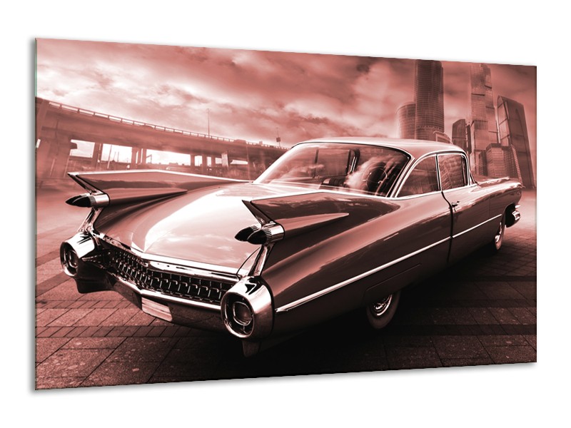 Canvas Schilderij Auto, Oldtimer | Bruin, Rood | 120x70cm 1Luik