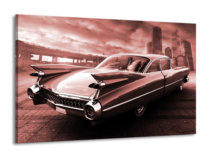 Glasschilderij Auto, Oldtimer | Bruin, Rood | 140x90cm 1Luik