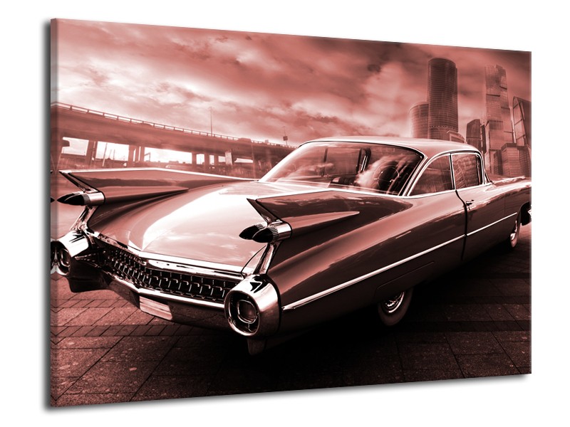 Canvas Schilderij Auto, Oldtimer | Bruin, Rood | 70x50cm 1Luik