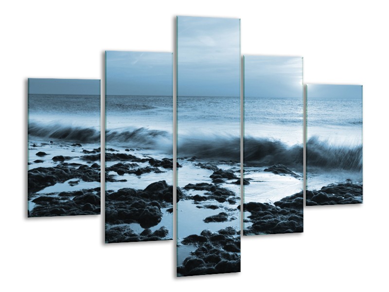 Glasschilderij Zee, Strand | Blauw | 100x70cm 5Luik