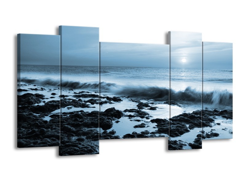 Glasschilderij Zee, Strand | Blauw | 120x65cm 5Luik