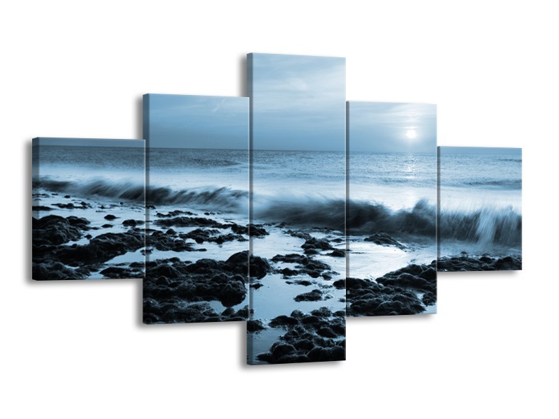 Glasschilderij Zee, Strand | Blauw | 125x70cm 5Luik