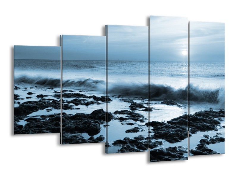 Glasschilderij Zee, Strand | Blauw | 150x100cm 5Luik