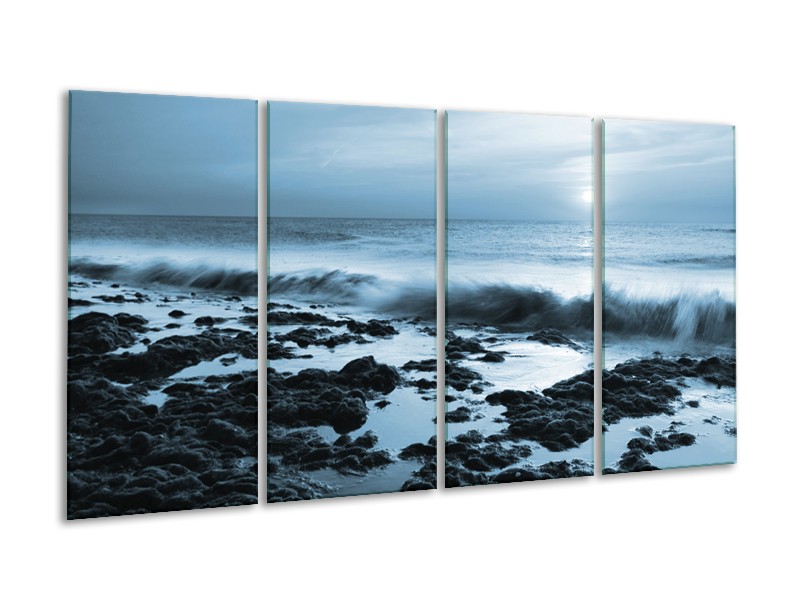 Glasschilderij Zee, Strand | Blauw | 160x80cm 4Luik