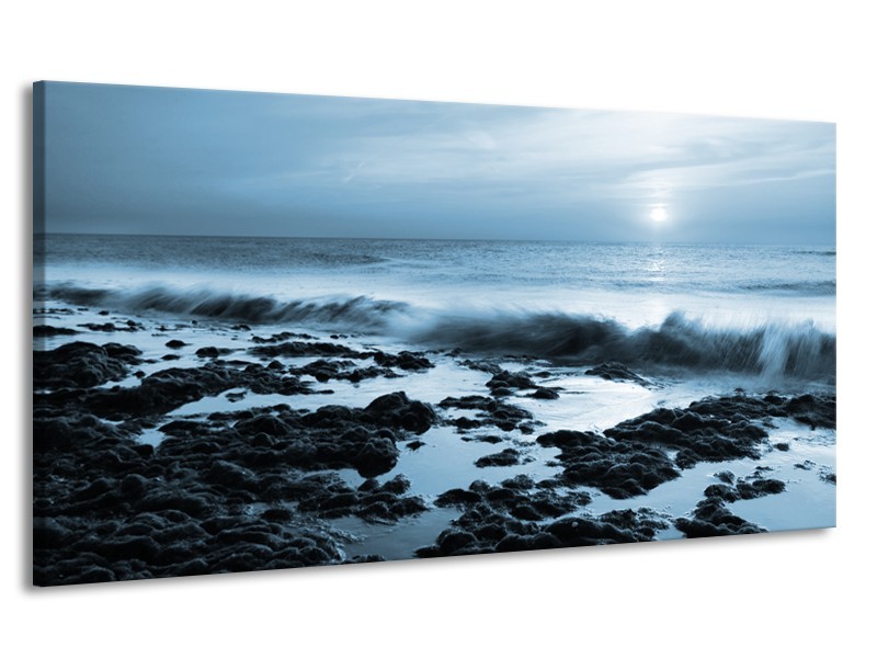 Canvas Schilderij Zee, Strand | Blauw | 170x90cm 1Luik