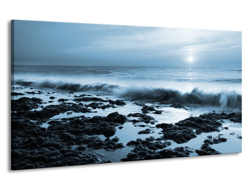 Canvas Schilderij Zee, Strand | Blauw | 190x100cm 1Luik
