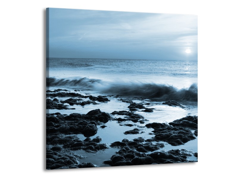 Canvas Schilderij Zee, Strand | Blauw | 70x70cm 1Luik