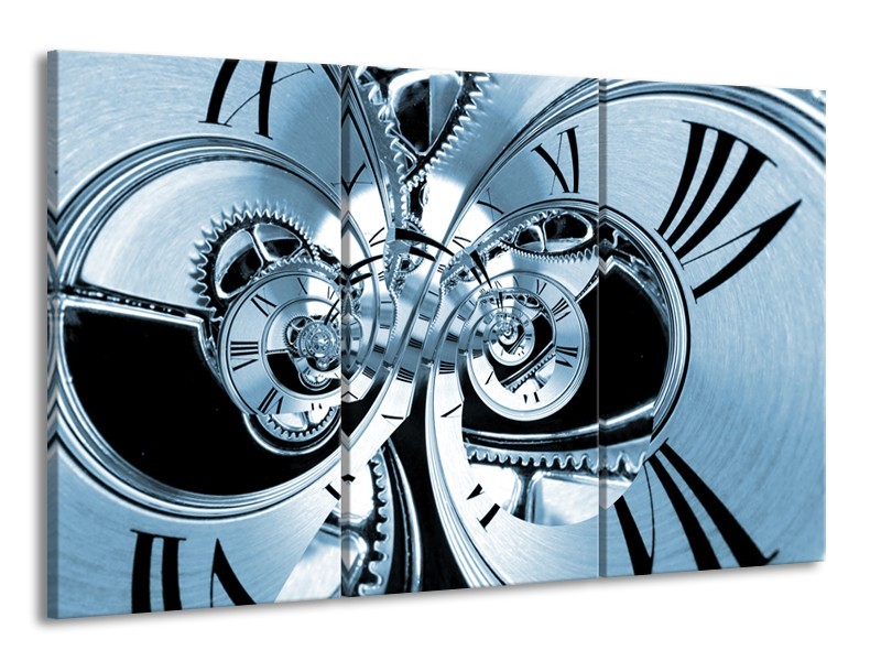 Canvas Schilderij Abstract | Blauw | 165x100cm 3Luik