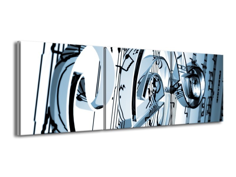 Glasschilderij Muziek | Blauw, Wit | 150x50cm 3Luik