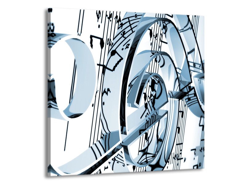 Canvas Schilderij Muziek | Blauw, Wit | 50x50cm 1Luik