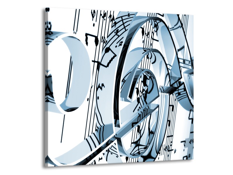 Canvas Schilderij Muziek | Blauw, Wit | 50x50cm 1Luik