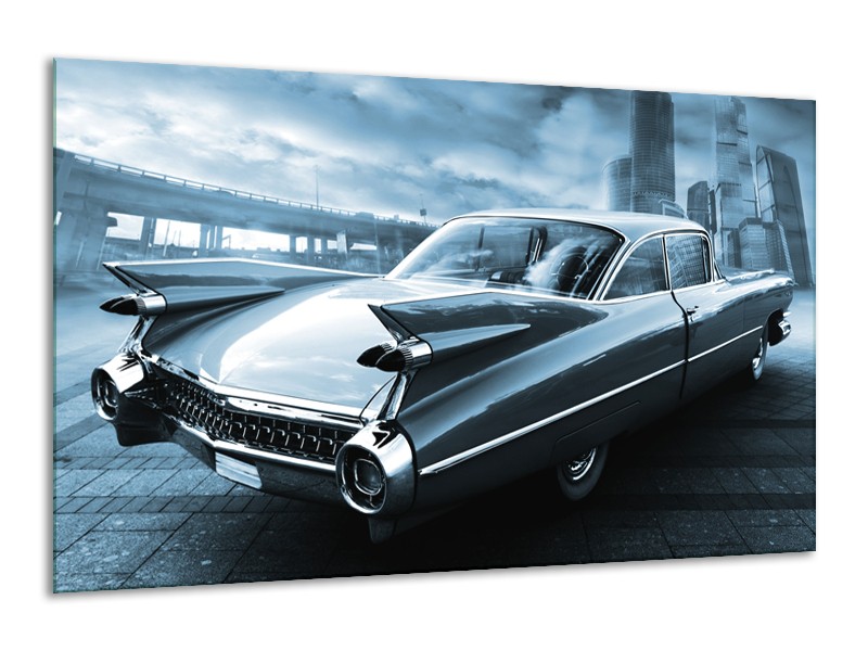 Canvas Schilderij Auto, Oldtimer | Blauw | 120x70cm 1Luik