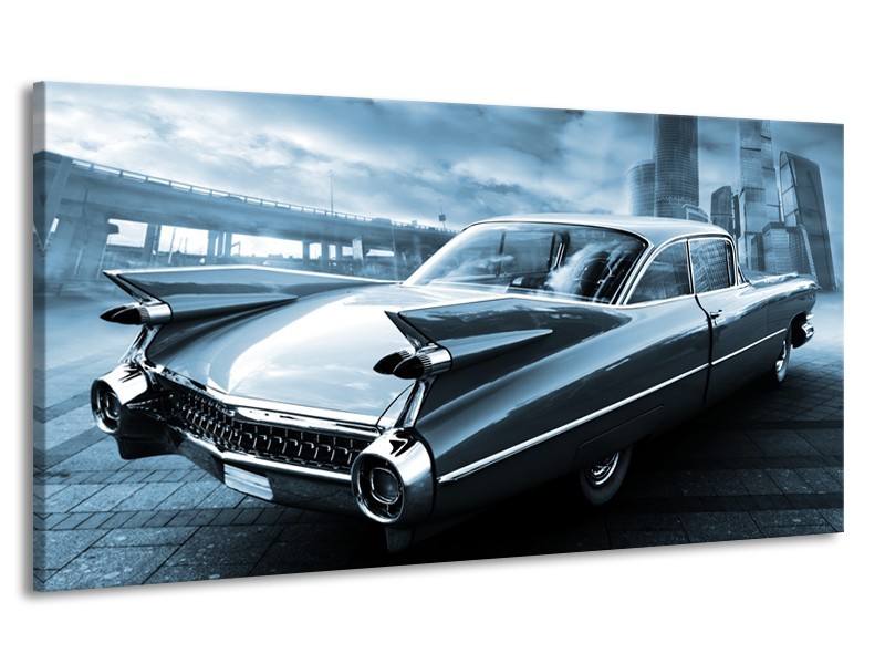 Canvas Schilderij Auto, Oldtimer | Blauw | 170x90cm 1Luik