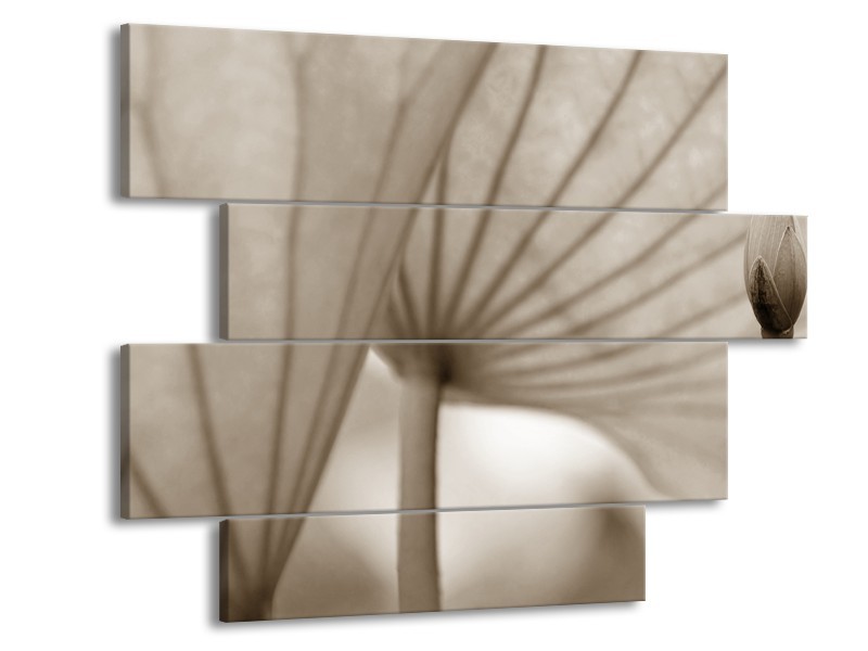 Canvas Schilderij Bloem | Sepia | 115x85cm 4Luik