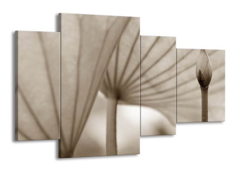 Glasschilderij Bloem | Sepia | 120x75cm 4Luik