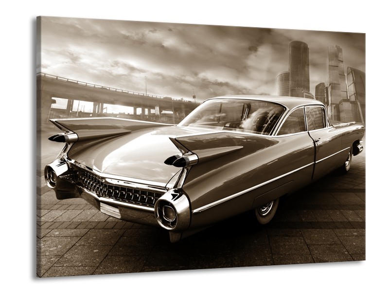 Canvas Schilderij Auto, Oldtimer | Sepia | 100x70cm 1Luik