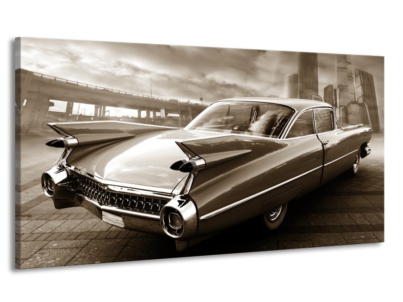 Canvas Schilderij Auto, Oldtimer | Sepia | 170x90cm 1Luik