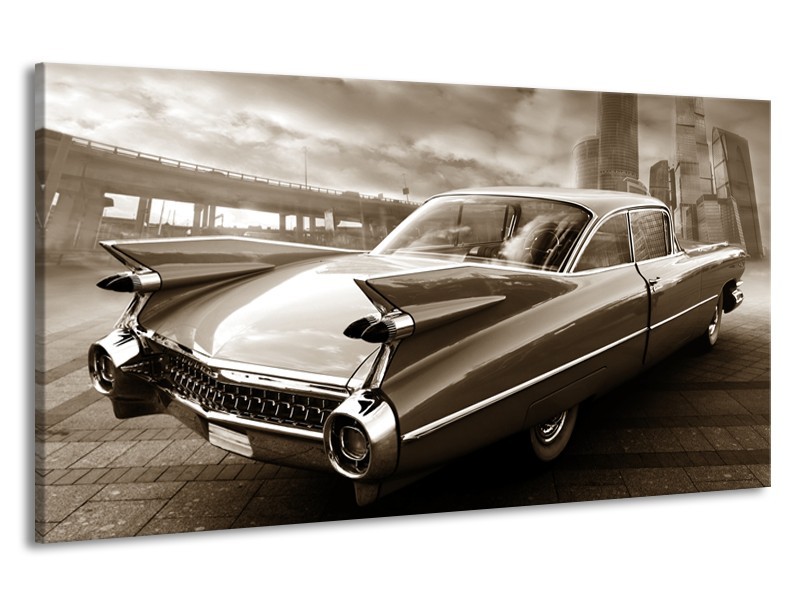 Canvas Schilderij Auto, Oldtimer | Sepia | 190x100cm 1Luik