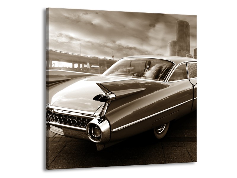 Canvas Schilderij Auto, Oldtimer | Sepia | 50x50cm 1Luik