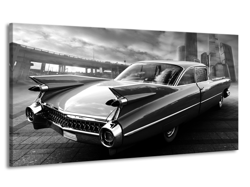 Canvas Schilderij Auto, Oldtimer | Zwart, Grijs | 170x90cm 1Luik